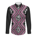 New Zealand Mawhero Taniko Motifs Long Sleeve Button Shirt Maori Poi Dance Costume Inspired