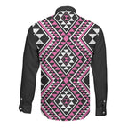 New Zealand Mawhero Taniko Motifs Long Sleeve Button Shirt Maori Poi Dance Costume Inspired