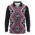New Zealand Mawhero Taniko Motifs Long Sleeve Polo Shirt Maori Poi Dance Costume Inspired