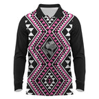 New Zealand Mawhero Taniko Motifs Long Sleeve Polo Shirt Maori Poi Dance Costume Inspired