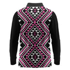 New Zealand Mawhero Taniko Motifs Long Sleeve Polo Shirt Maori Poi Dance Costume Inspired