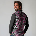 New Zealand Mawhero Taniko Motifs Long Sleeve Polo Shirt Maori Poi Dance Costume Inspired