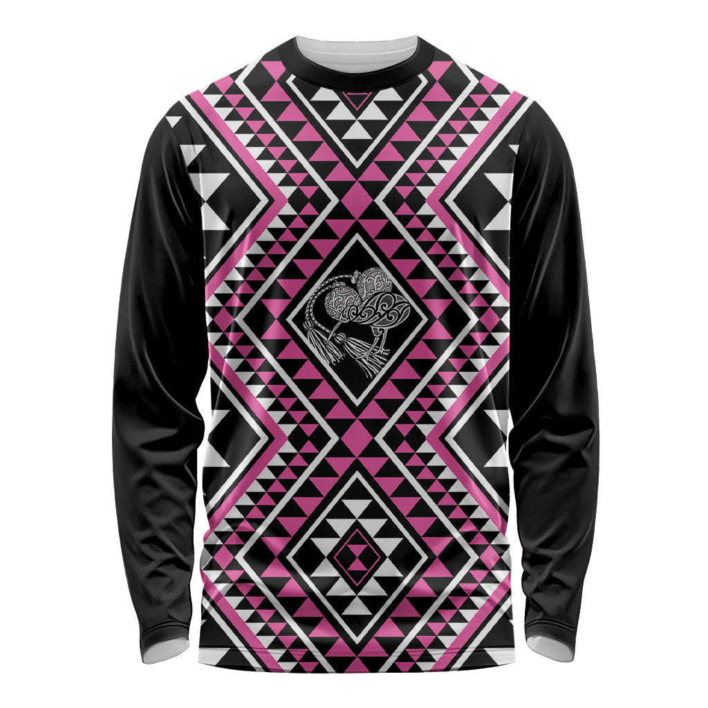 New Zealand Mawhero Taniko Motifs Long Sleeve Shirt Maori Poi Dance Costume Inspired
