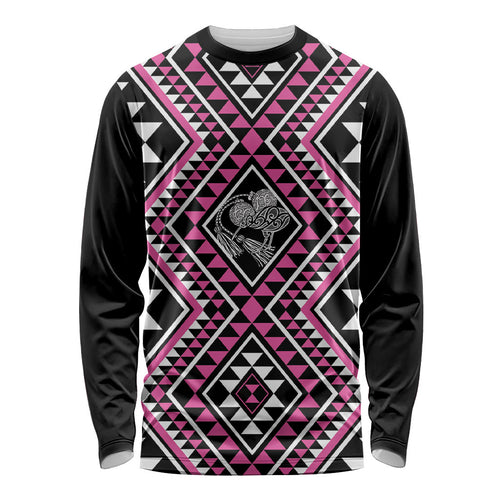 New Zealand Mawhero Taniko Motifs Long Sleeve Shirt Maori Poi Dance Costume Inspired