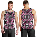 New Zealand Mawhero Taniko Motifs Men Tank Top Maori Poi Dance Costume Inspired