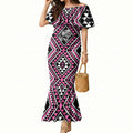 New Zealand Mawhero Taniko Motifs Mermaid Dress Maori Poi Dance Costume Inspired