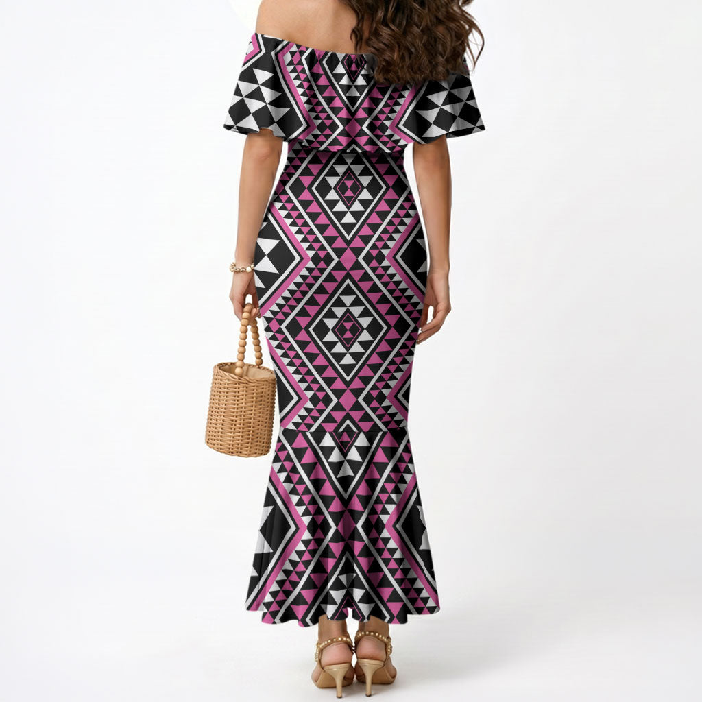 New Zealand Mawhero Taniko Motifs Mermaid Dress Maori Poi Dance Costume Inspired
