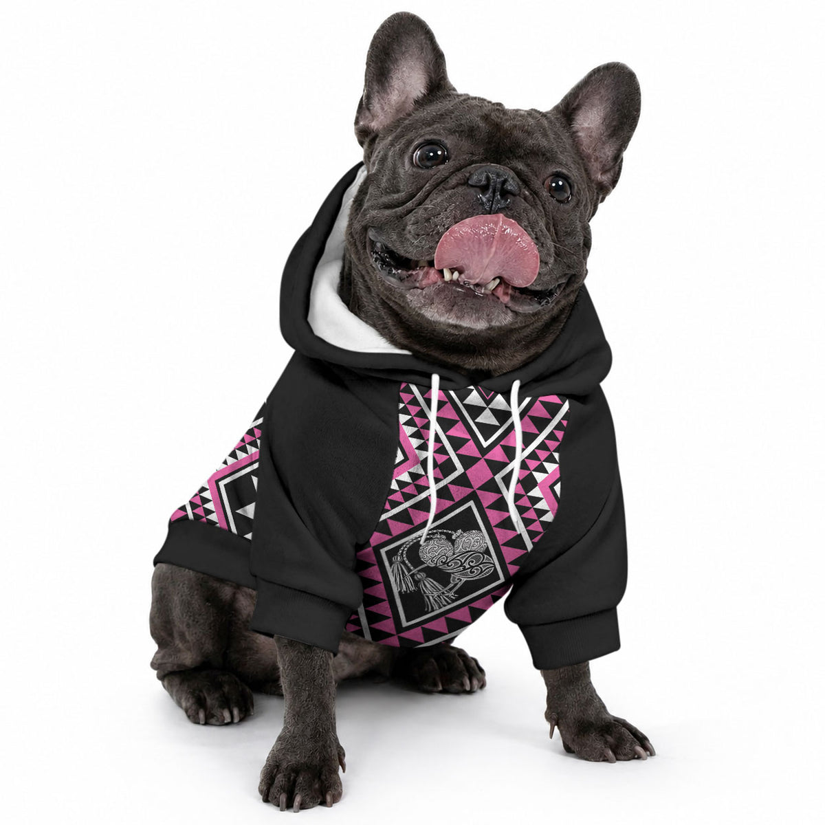 New Zealand Mawhero Taniko Motifs Pet Hoodie Maori Poi Dance Costume Inspired