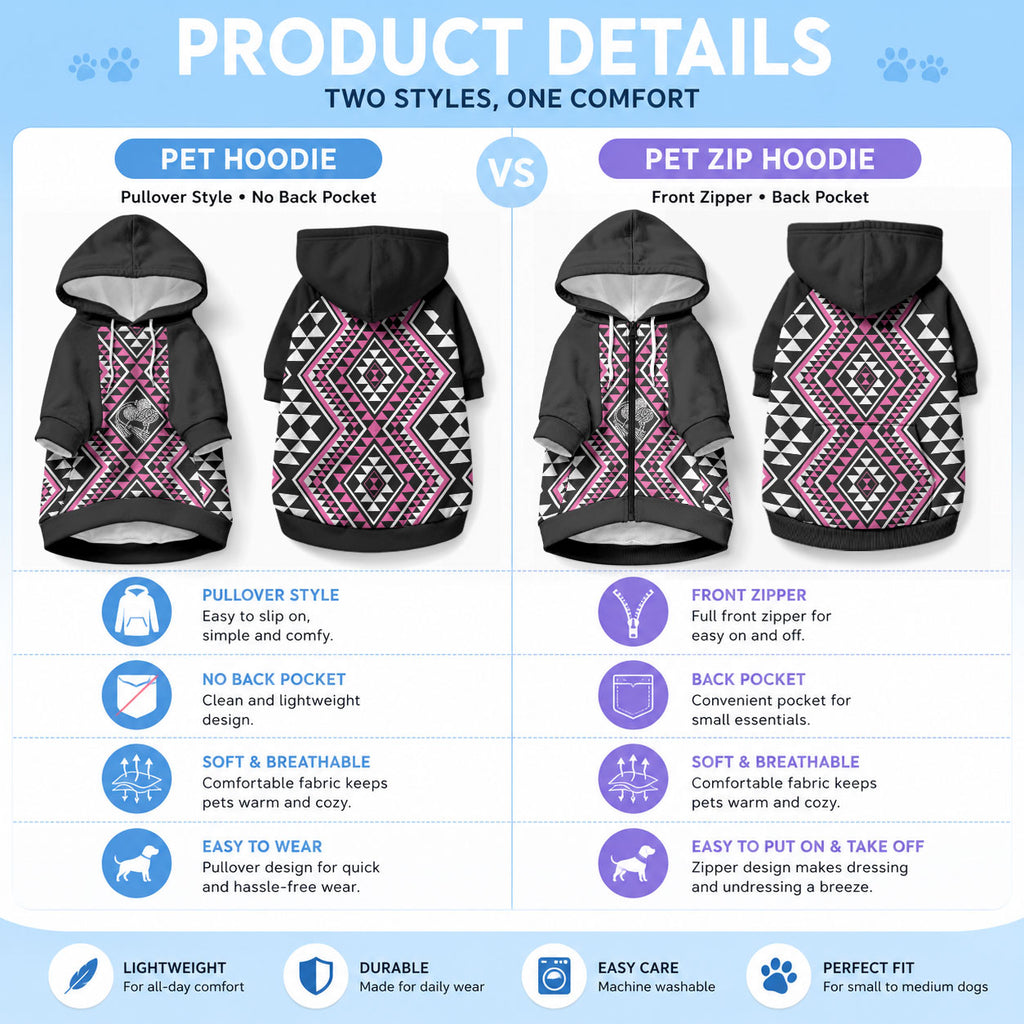 New Zealand Mawhero Taniko Motifs Pet Hoodie Maori Poi Dance Costume Inspired