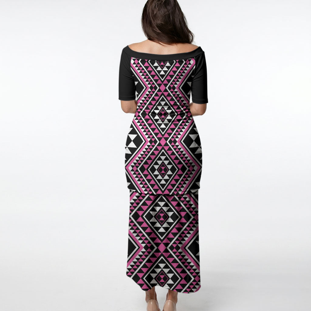 New Zealand Mawhero Taniko Motifs Puletasi Maori Poi Dance Costume Inspired