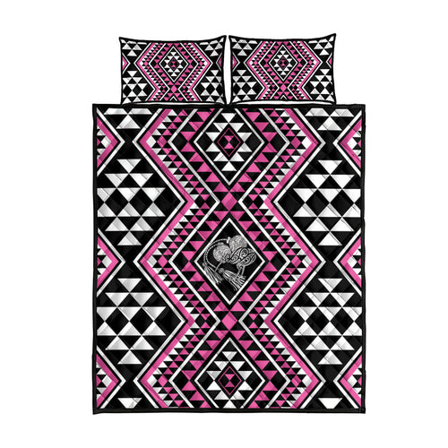 New Zealand Mawhero Taniko Motifs Quilt Bed Set Maori Poi Dance Costume Inspired