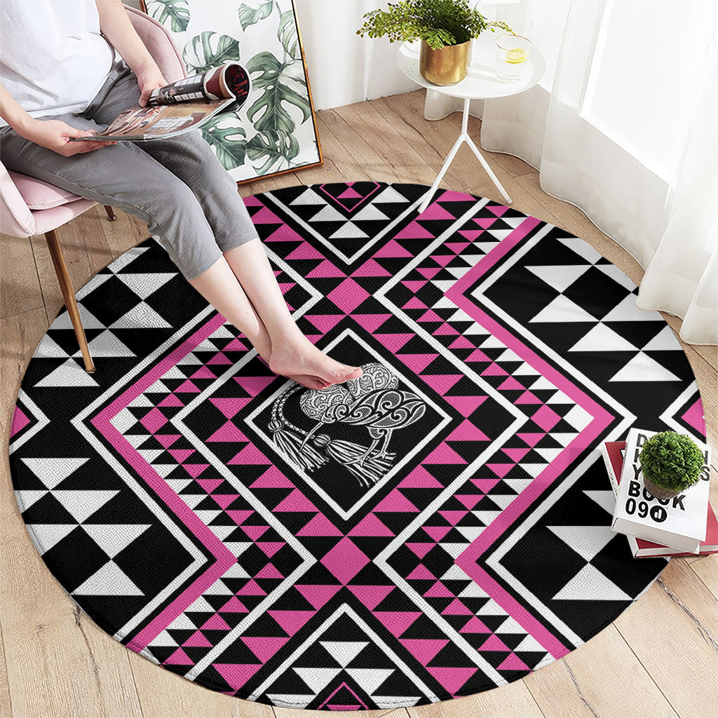 New Zealand Mawhero Taniko Motifs Round Carpet Maori Poi Dance Costume Inspired