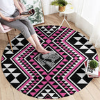 New Zealand Mawhero Taniko Motifs Round Carpet Maori Poi Dance Costume Inspired