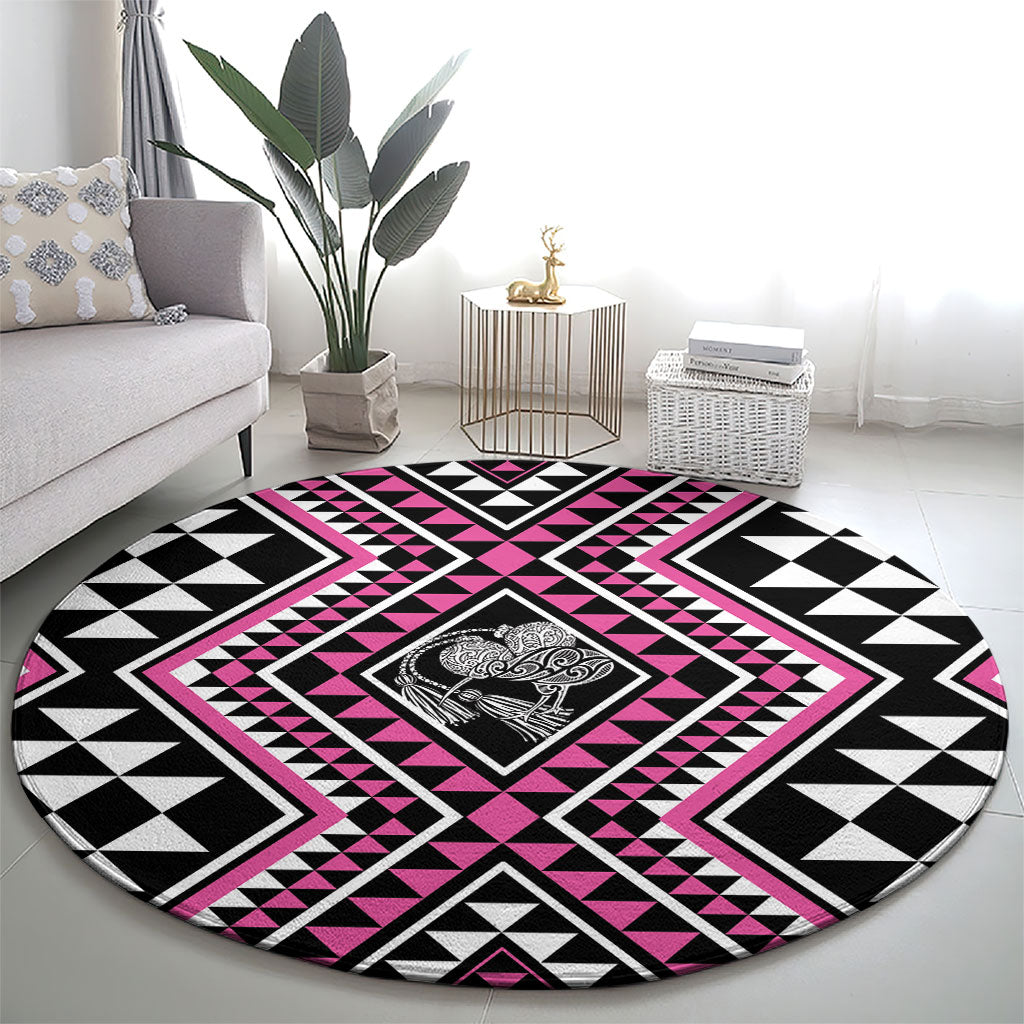 New Zealand Mawhero Taniko Motifs Round Carpet Maori Poi Dance Costume Inspired