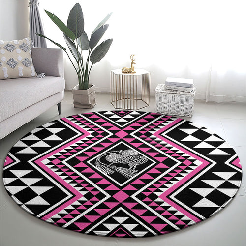 New Zealand Mawhero Taniko Motifs Round Carpet Maori Poi Dance Costume Inspired
