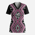 New Zealand Mawhero Taniko Motifs Scrub Top Maori Poi Dance Costume Inspired