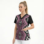 New Zealand Mawhero Taniko Motifs Scrub Top Maori Poi Dance Costume Inspired