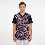 New Zealand Mawhero Taniko Motifs Scrub Top Maori Poi Dance Costume Inspired