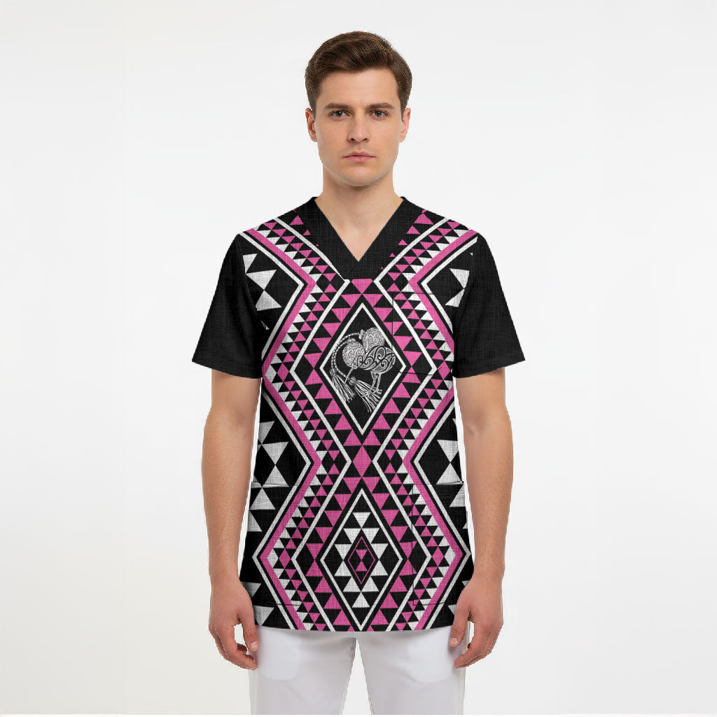 New Zealand Mawhero Taniko Motifs Scrub Top Maori Poi Dance Costume Inspired