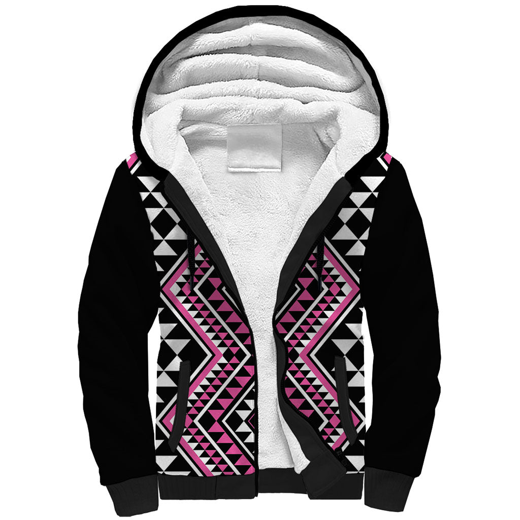 New Zealand Mawhero Taniko Motifs Sherpa Hoodie Maori Poi Dance Costume Inspired