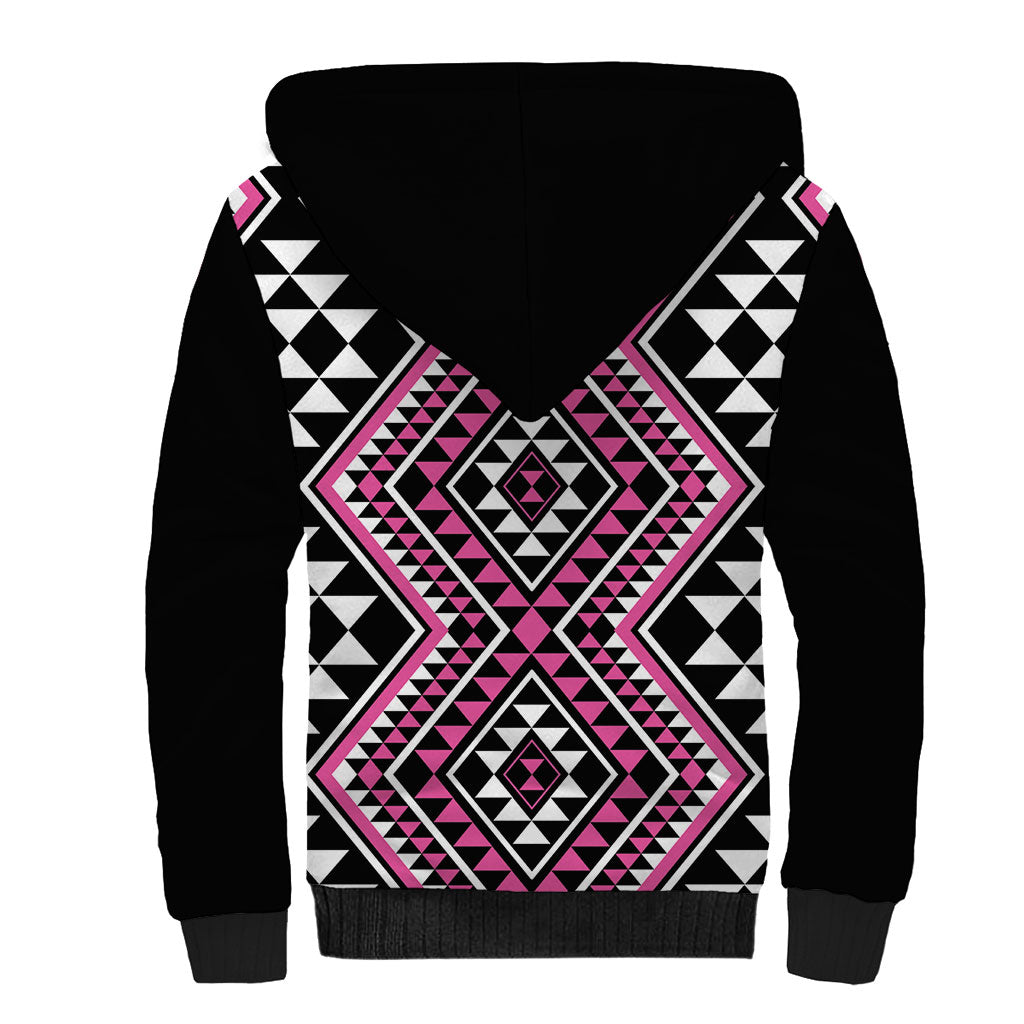 New Zealand Mawhero Taniko Motifs Sherpa Hoodie Maori Poi Dance Costume Inspired