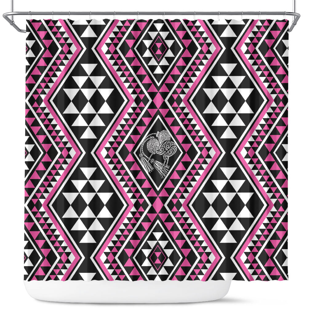 New Zealand Mawhero Taniko Motifs Shower Curtain Maori Poi Dance Costume Inspired