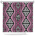 New Zealand Mawhero Taniko Motifs Shower Curtain Maori Poi Dance Costume Inspired