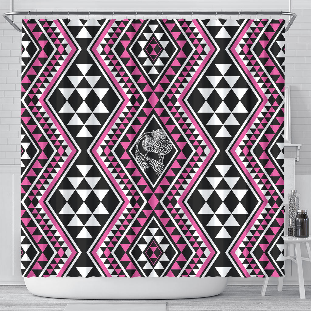 New Zealand Mawhero Taniko Motifs Shower Curtain Maori Poi Dance Costume Inspired