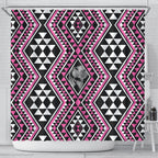 New Zealand Mawhero Taniko Motifs Shower Curtain Maori Poi Dance Costume Inspired