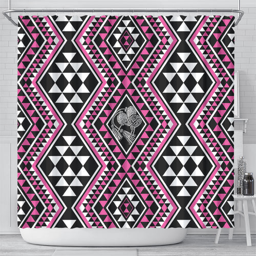 New Zealand Mawhero Taniko Motifs Shower Curtain Maori Poi Dance Costume Inspired