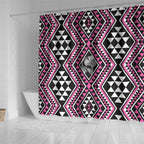 New Zealand Mawhero Taniko Motifs Shower Curtain Maori Poi Dance Costume Inspired