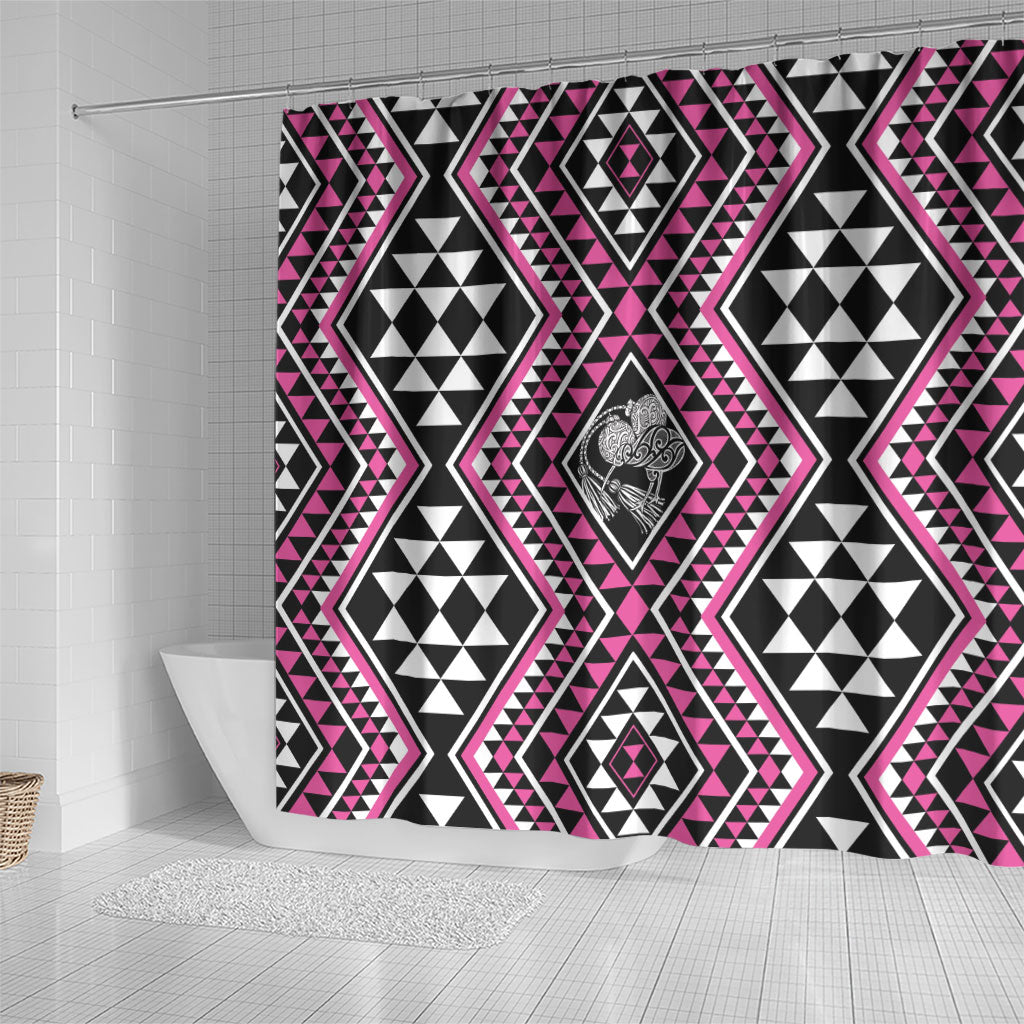 New Zealand Mawhero Taniko Motifs Shower Curtain Maori Poi Dance Costume Inspired
