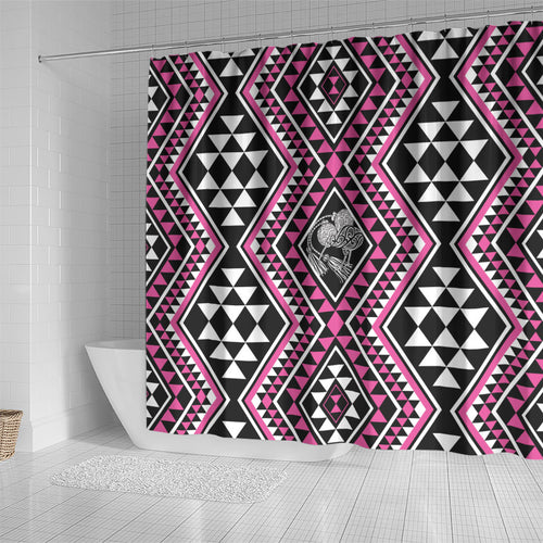 New Zealand Mawhero Taniko Motifs Shower Curtain Maori Poi Dance Costume Inspired