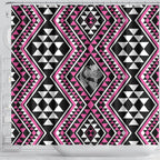 New Zealand Mawhero Taniko Motifs Shower Curtain Maori Poi Dance Costume Inspired