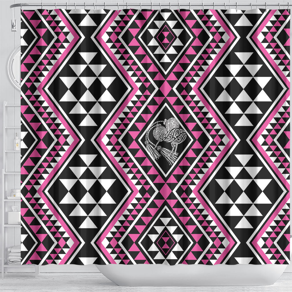 New Zealand Mawhero Taniko Motifs Shower Curtain Maori Poi Dance Costume Inspired