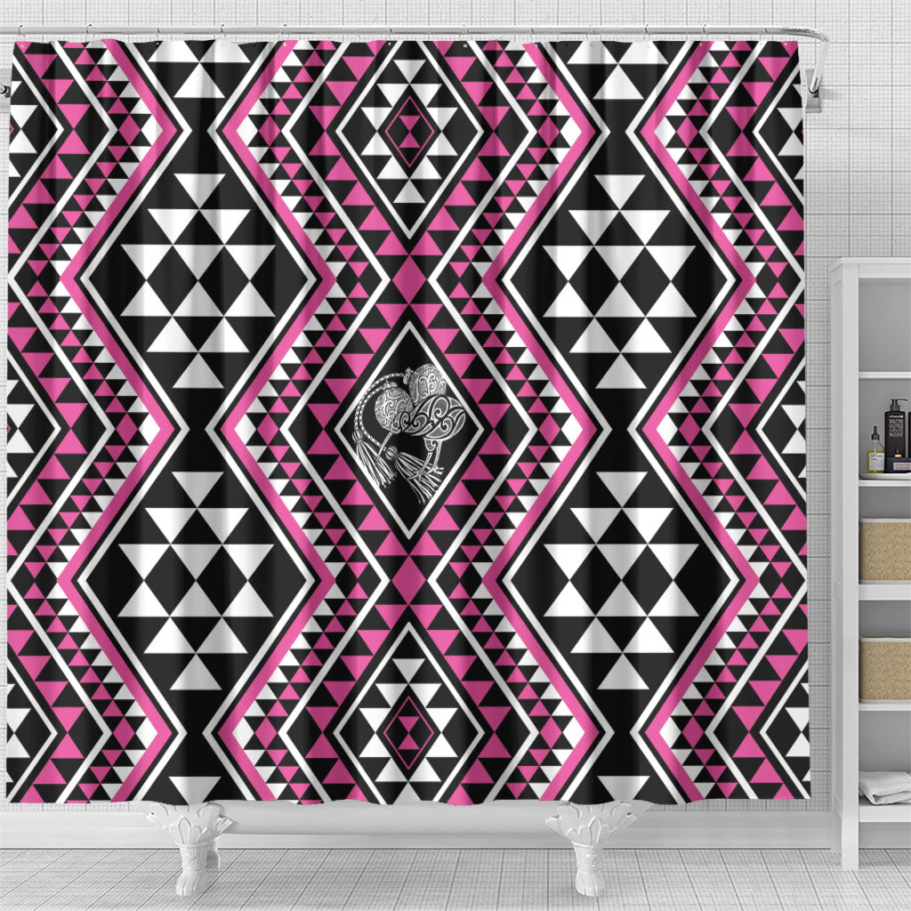 New Zealand Mawhero Taniko Motifs Shower Curtain Maori Poi Dance Costume Inspired