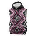 New Zealand Mawhero Taniko Motifs Sleeveless Hoodie Maori Poi Dance Costume Inspired