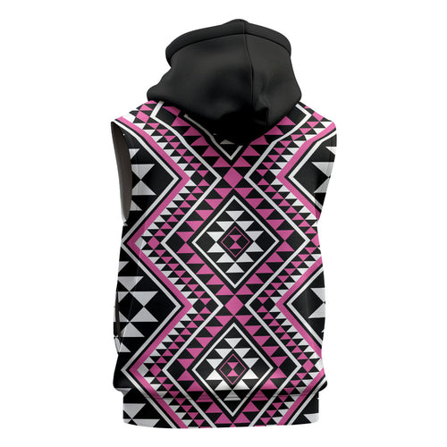 New Zealand Mawhero Taniko Motifs Sleeveless Hoodie Maori Poi Dance Costume Inspired