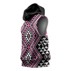 New Zealand Mawhero Taniko Motifs Sleeveless Hoodie Maori Poi Dance Costume Inspired