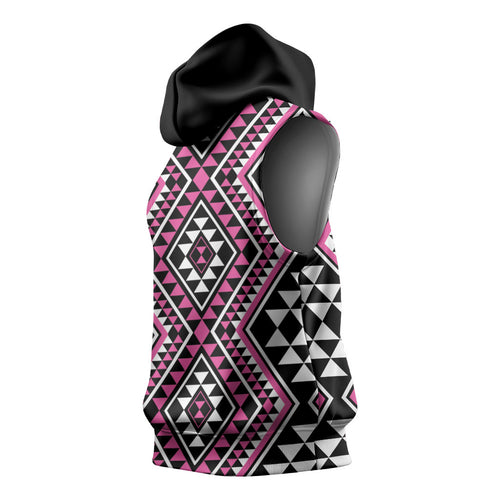 New Zealand Mawhero Taniko Motifs Sleeveless Hoodie Maori Poi Dance Costume Inspired
