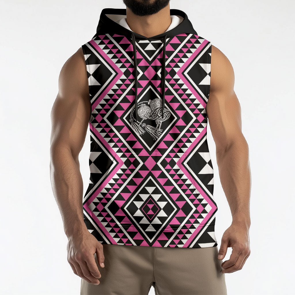 New Zealand Mawhero Taniko Motifs Sleeveless Hoodie Maori Poi Dance Costume Inspired