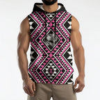 New Zealand Mawhero Taniko Motifs Sleeveless Hoodie Maori Poi Dance Costume Inspired