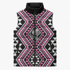 New Zealand Mawhero Taniko Motifs Sleeveless Puffer Jacket Maori Poi Dance Costume Inspired