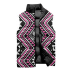 New Zealand Mawhero Taniko Motifs Sleeveless Puffer Jacket Maori Poi Dance Costume Inspired