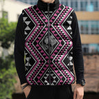 New Zealand Mawhero Taniko Motifs Sleeveless Puffer Jacket Maori Poi Dance Costume Inspired