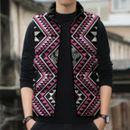 New Zealand Mawhero Taniko Motifs Sleeveless Puffer Jacket Maori Poi Dance Costume Inspired