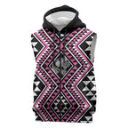 New Zealand Mawhero Taniko Motifs Sleeveless Zip Hoodie Maori Poi Dance Costume Inspired