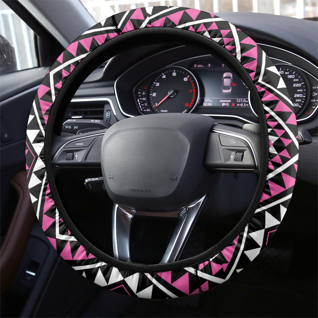 New Zealand Mawhero Taniko Motifs Steering Wheel Cover Maori Poi Dance Costume Inspired