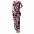 New Zealand Mawhero Taniko Motifs Tank Maxi Dress Maori Poi Dance Costume Inspired