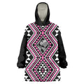 New Zealand Mawhero Taniko Motifs Wearable Blanket Hoodie Maori Poi Dance Costume Inspired